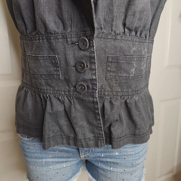 Apostrophe shawl collar peplum denim jacket vest sz L - Picture 6 of 8